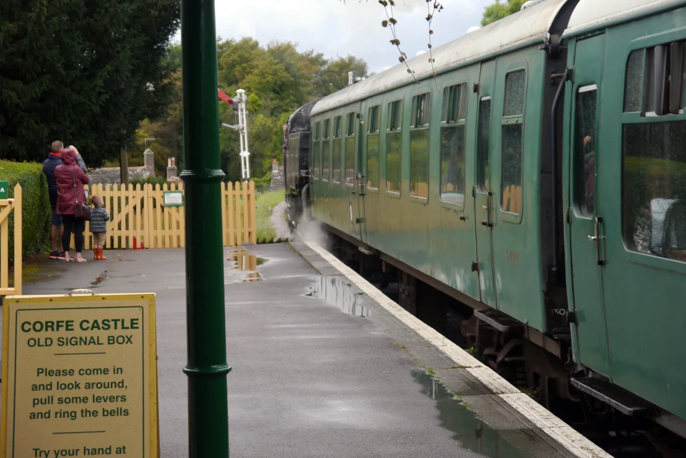Corfe Castle station on the Swanage Railway, where the Halloween Ghost Trains stop for crafts and slime-making on 30 and 31 October.