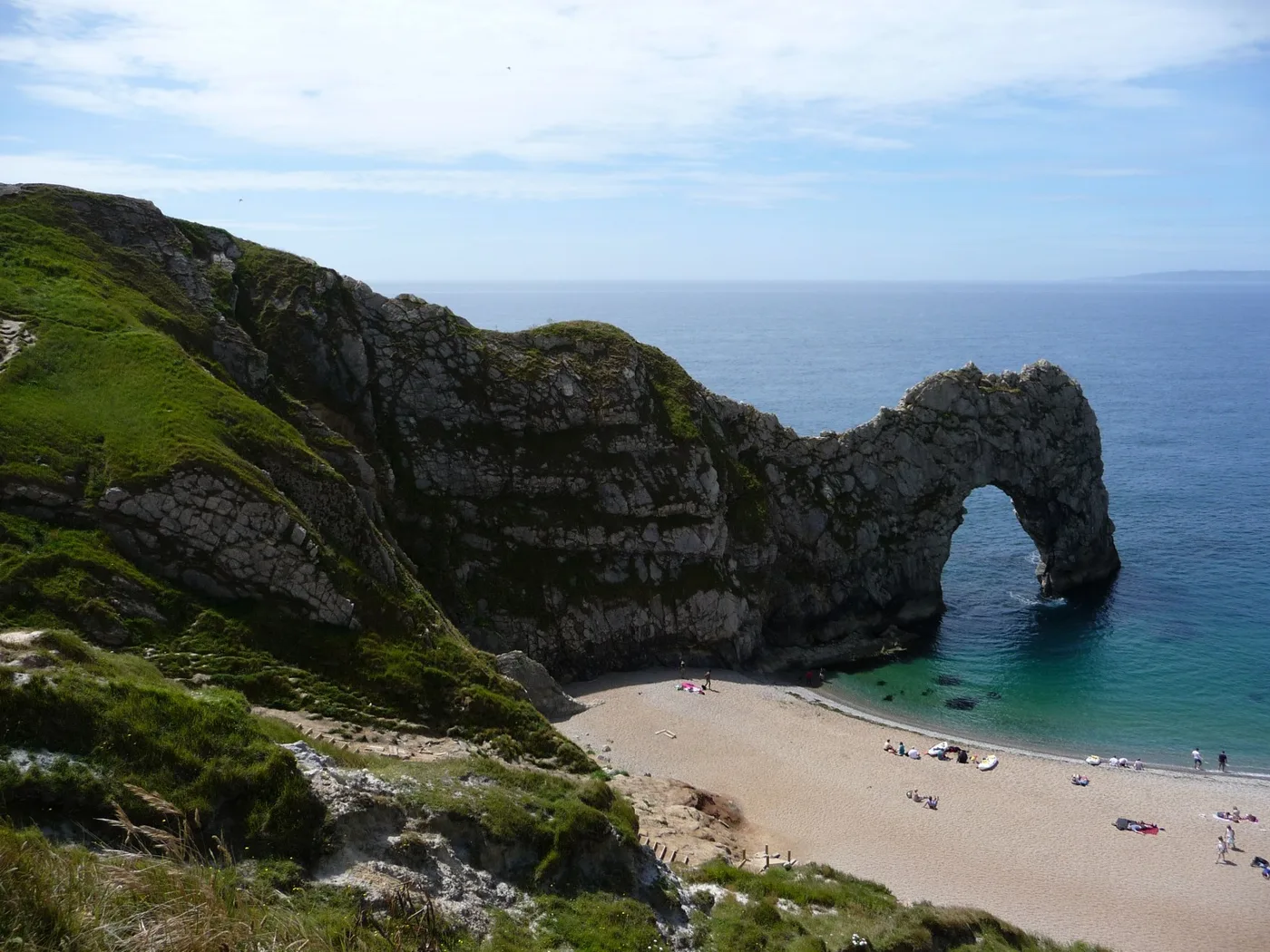 Durdle Door on the Lulworth Estate. The arch and the beach are free; the car park above them is £15 for up to six hours and £25 for a full day