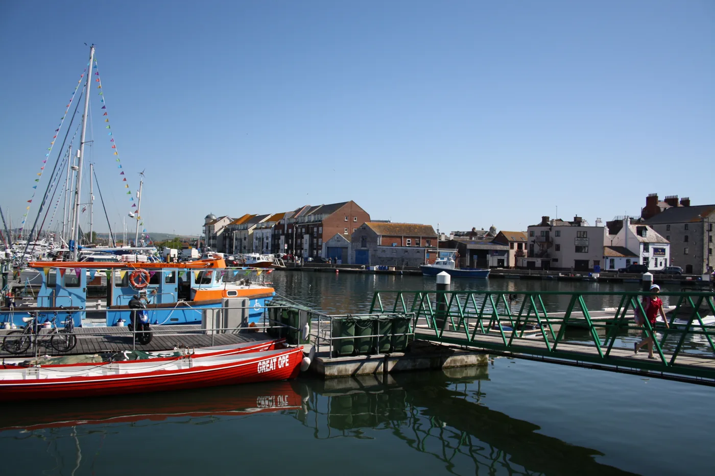 The North Quay moorings in Weymouth's inner harbour, where Thursday evening's exercise takes place on Alpha Pontoon. Photographed in July 2012.