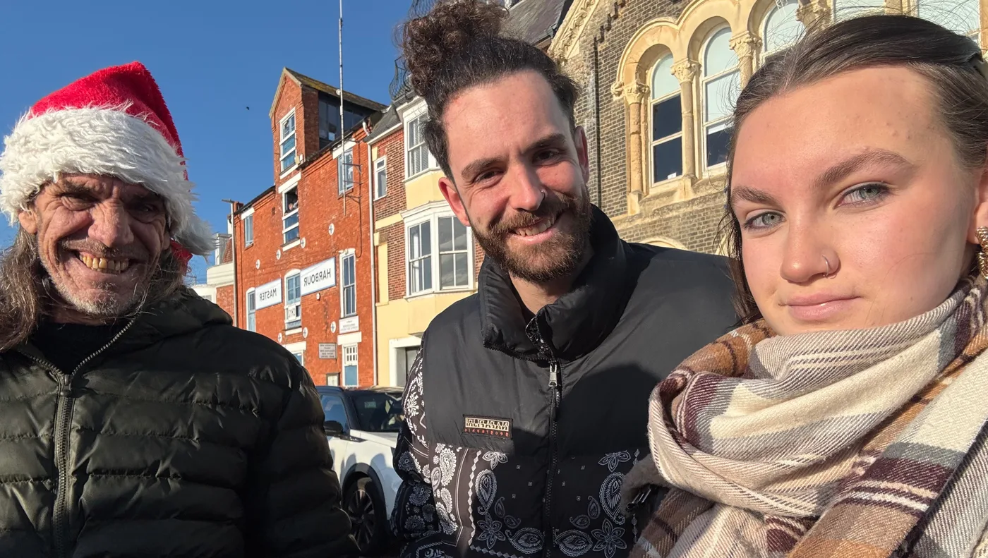Ola Szwan, her partner Craig and his father, the three people her appeal is for, in the photograph she put on it. All three lost their home at Keel House.